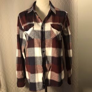 Purple/Black/White/Grey, Plaid Pattern Long Sleeve Button-Up Women’s Shirt